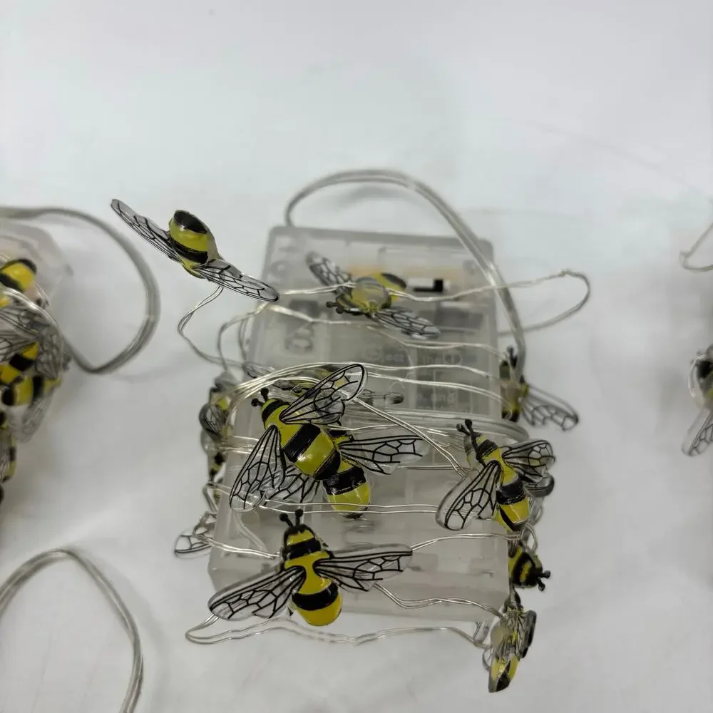 Mainstays Honey Bee Lot of 12 Yellow String Light Battery Operated